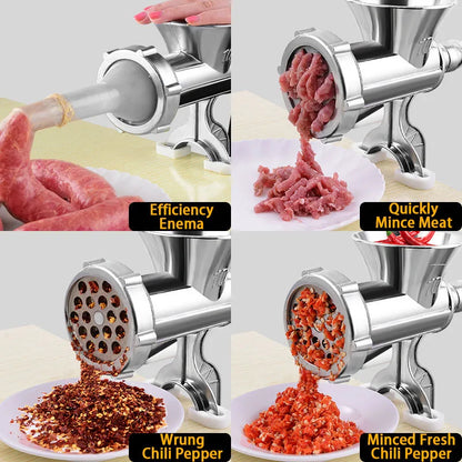 Stainless Steel Meat Grinder Manual Mincer Manual Meat Grinder Sausage Maker Table for Household Pork Mincer Sausage Maker