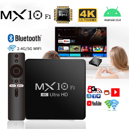 Smart TV Box Android 13 MX10 F1 Allwinner H313 Mali-G31 TV Box Android Support Voice remote control
