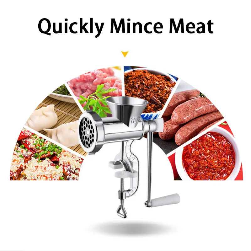 Stainless Steel Meat Grinder Manual Mincer Manual Meat Grinder Sausage Maker Table for Household Pork Mincer Sausage Maker